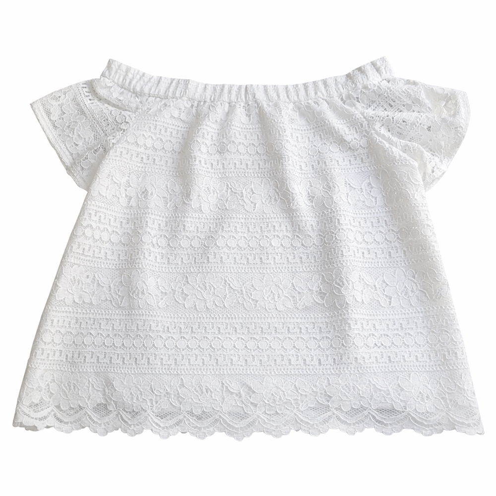 1.STATE White Lace Off-Shoulder Blouse | Women’s XL | Floral Scalloped Top